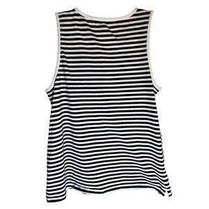 Crown & Ivy Sleeveless Black & White Stripe Top Size XL